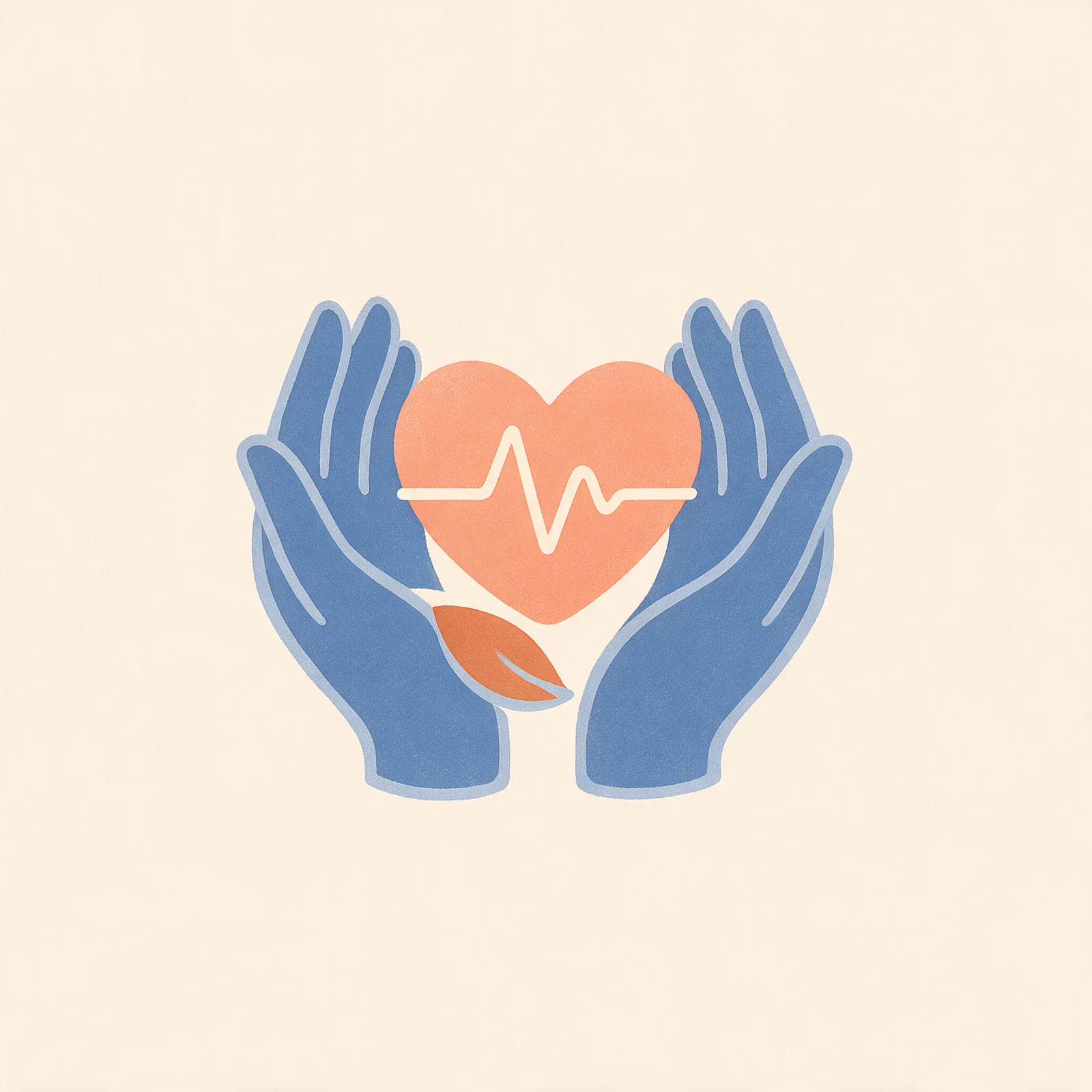 Illustration for Psychiatry and Mental Health recruitment, cupped hands holding a heart